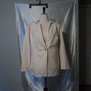 Women's Notch Collared Ponte Long Sleeve Blazer-English Cream ***NWT***